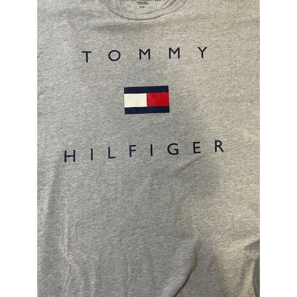 Tommy Hilfiger Graphic Tee Womens L Gray Excellent Long Sleeve Flag Logo Shirt - Picture 3 of 6
